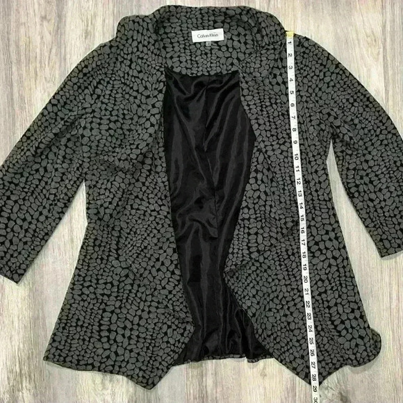 Calvin Klein Open Draped Cardigan Blazer 3/4 Sleeve Satin Lined Gray Size 8 - Picture 1 of 7